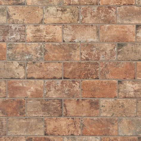 Brick Look Tile | Floor & Decor Brick Look Porcelain Tile, New York Chelsea, Brick Look Tile, Brown Tile, Rustic Brick, Old Brick Wall, Italian Aesthetic, Brick Paneling, Floor And Decor