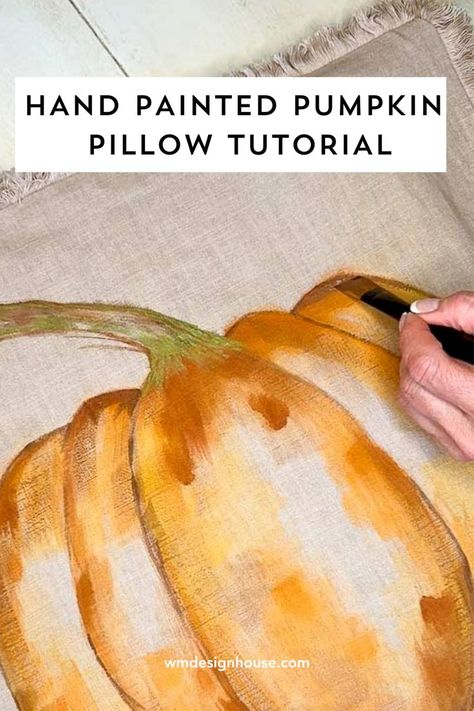 Painted Pumpkin Pillow for fall : Pottery Barn Inspired. fall diy crafts. fall diy home decor. decor for fall. diy home decor fall. pumpkin. fall pumpkin pillow Fall Pillows Diy, Fall Pottery, Pottery Barn Paint, Hand Painted Pumpkin, Pumpkin Pillow, Painted Pumpkin, Pottery Barn Inspired, Pumpkin Projects, Pillow Tutorial