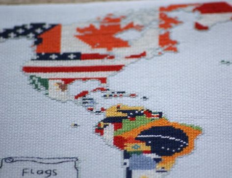 Flags of the World Map Cross Stitch Kit | Etsy World Map Cross Stitch, Map Cross Stitch Pattern, Map Cross Stitch, Modern Hand Embroidery Patterns, Wood Beads Diy, Fox Crafts, Funny Embroidery, The World Map, Beginner Embroidery Kit