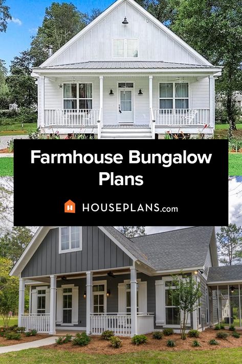 Small Farmhouse Floor Plans One Story, Bungalow Farmhouse Plans, Cute Bungalow Homes, Farmhouse Bungalow Floor Plans, Bungalow Homes Plans, Bungalow Floor Plans One Story, Affordable House Plans To Build, Bungalow With Porch, Brick Home Makeover