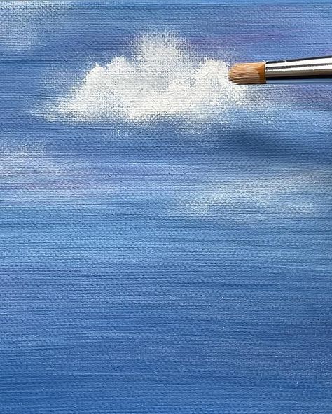 Diy Sky Painting, Cloudy Sky Acrylic Painting, Acrylic Paint Clouds Tutorial, Painting Clouds With Acrylics, How To Paint Clouds With Acrylic Paint, Drawing Clouds Acrylic, Paint Sky Acrylic, Acrylic Clouds Painting, How To Paint The Sky