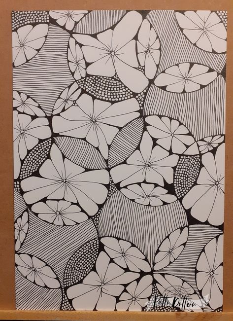 Full Page Zentangle, Zentangle Trees Patterns, Zentangle Circle Patterns, Flower Zentangle Patterns, Zentangle Flower Doodles, Zentangle Patterns Flower, Unique Zentangle Drawings, Zentangle Landscape, Black And White Line Drawings