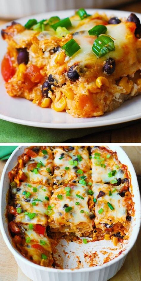 Black Bean and Butternut Squash Enchilada Casserole – a delicious, super easy to make dinner recipe! If you love Mexican food or Southwestern recipes, you’ll love this! Gluten free! Squash Enchilada Casserole, Black Bean And Butternut Squash, Butternut Squash Enchiladas, Enchiladas Chicken, Butternut Squash Casserole, Butternut Recipes, Southwestern Recipes, Enchiladas Recipe, Butternut Squash Recipes