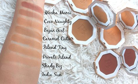 Fenty Beauty Sun Stalk'r Instant Warmth Bronzer Swatches *"Island Ting" and "Coco Naughty" Fenty Bronzer, Fenty Beauty Bronzer, Bronzer Tips, Makeup Swatches, Makeup Obsession, Drugstore Makeup, Private Island, Fenty Beauty, Beauty Quotes