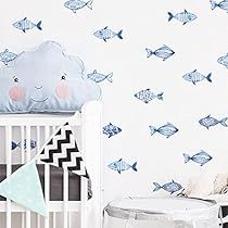 Kids Bedroom Wall Decals, Nautical Nursery Boy, Fish Stickers, Sea Wall Decor, Lake Theme, Watercolour Wall, Kids Bedroom Walls, Watercolor Decor, Wall Decals For Bedroom