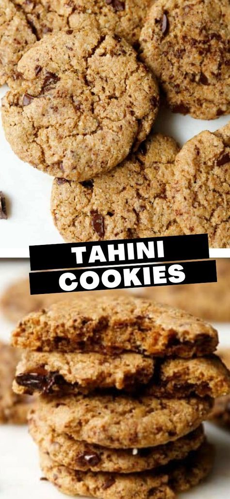 Tahini Cookies Recipe – easy to make, chewy and flavorful cookies, perfect for a snack or dessert. Gluten, dairy and sugar-free option available. Flavorful Cookies, Tahini Cookies Recipe, Oat Flour Recipes, Tahini Cookies, Tahini Recipe, Creative Desserts, Flour Recipes, Easy Cookie Recipes, Healthy Cookies