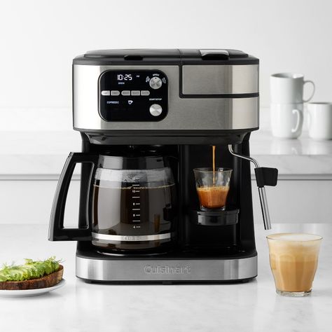 Cuisinart Coffee Center® Barista Bar 4-in-1 Coffee Maker | Williams Sonoma Coffee Bar Setup, College Kitchen, Cuisinart Coffee Maker, Steamed Milk, Bar Setup, Coffee Center, Coffee Bars In Kitchen, Double Espresso, Water Spout