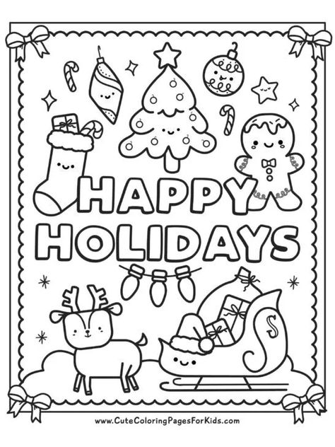 Christmas Coloring Pages: 10 Cute, Free Printable Downloads - Cute Coloring Pages For Kids Christmas Colouring Sheets For Kids, Holiday Colouring Pages, Christmas Preschool Coloring Pages, Christmas Sheets For Kids, Cute Christmas Coloring Sheets, Free Printable Coloring Pages Christmas, Kids Coloring Pages Christmas, Free Toddler Coloring Pages, Christmas Colouring In