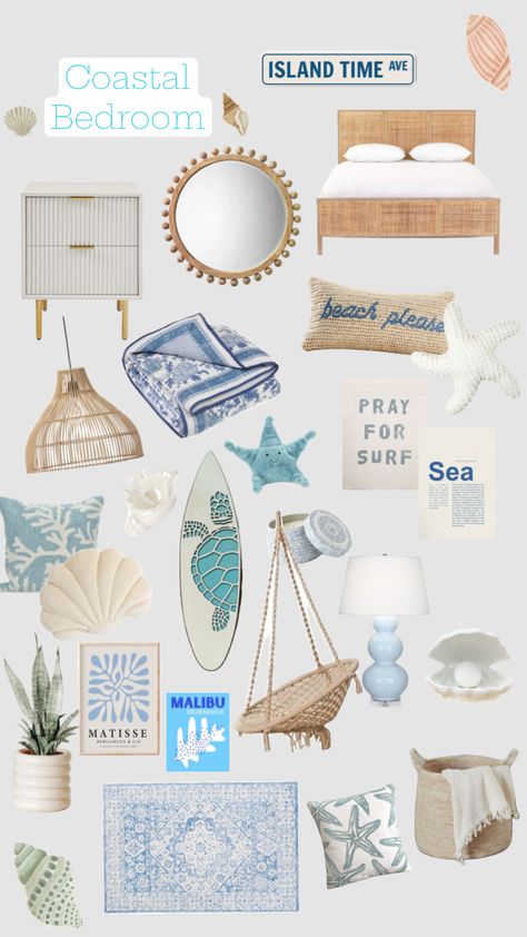 Bedroom inspiration #coastalgrandaughter #coastalbedroom #bedroominspiration #bedroomideas #bedroomdesign #coastalgranddaughterbedroominspo #inspoboard #bedroominspo #beachaesthetic #beachybedroom Surf Room Decor, Coastal Room Decor, Ocean Room Decor, Beachy Room Decor, Summer Room Decor, Room Wishlist, Beach Room Decor, Surf Room, Beachy Room