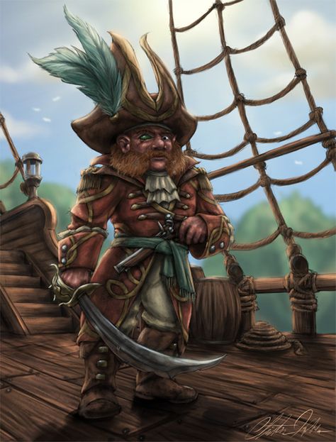 ArtStation - Captain Ulgrid Saltbeard, Christian Hadfield Gnome Dnd, D D Rogue, Npc Art, Dnd Bard, Dnd Npc, Arcane Trickster, Ship Captain, Navy Art, Sea Of Thieves