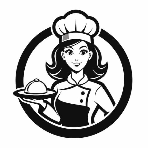 Aesthetic Badgirl Wallpaper, Chef Logo Design Ideas, Cooking Logo Design, Chef Logo Design, Tray Of Food, Cook Logo, Chef Vector, Cooking Icon, Catering Logo