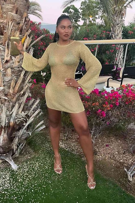 Ayesha Curry - Bing Ayesha Curry, Silver Strappy Heels, 33rd Birthday, 10th Wedding Anniversary, Glam Photoshoot, Glamorous Party, Pretty Eyes, Casual Street Style, Sweater Dress