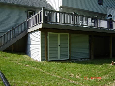 Under-Deck Shed | by Breyerconstruct Shed Under Deck Ideas, Under Deck Storage Ideas, Shed Under Deck, Deck Storage Ideas, 3 Season Porch Ideas, Deck Shed, Under Deck Storage, Outdoor Deck Decorating, Under Deck