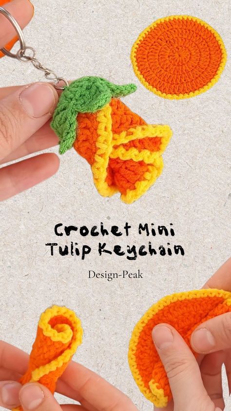 Design Peak – Design Peak Crochet Tulip Hat Pattern Free, Crochet Tulip Applique, Crochet Tulip Keychain, Tulip Keychain, Random Crochet, Crochet Valentine Patterns, Crochet Tulip, Crochet Keychains, Crochet Hanging