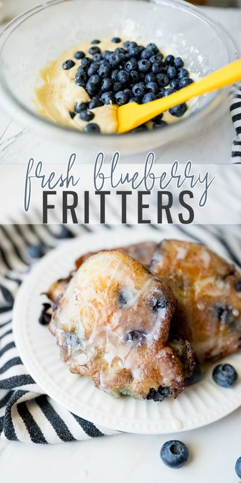 Fresh Blueberry Breakfast Recipes, Portable Brunch Ideas, Frozen Blueberry Breakfast Recipes, Baked Blueberry Fritter Bites, Breakfast Recipes With Blueberries, Blueberry Greek Yogurt Fritters, Ways To Use Blueberries, Fall Blueberry Recipes, Blueberry Fritter Bites