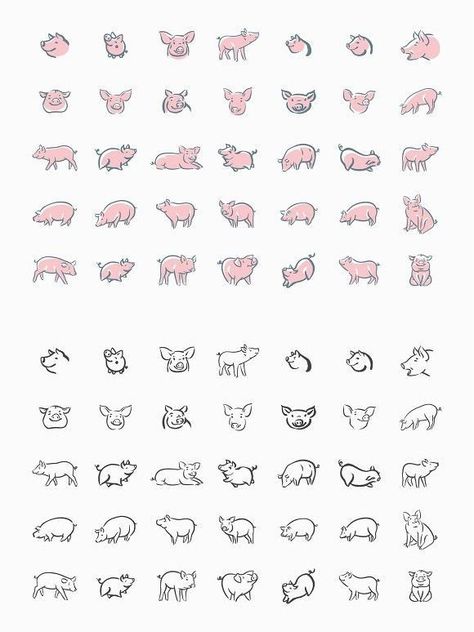 Minimalist Pig Tattoo, Simple Pig Tattoo, Pig Tattoo Ideas, Pig Sketch, Tiny Pigs, Pig Logo, Pig Tattoo, Beginner Tattoos, Sketch Icon