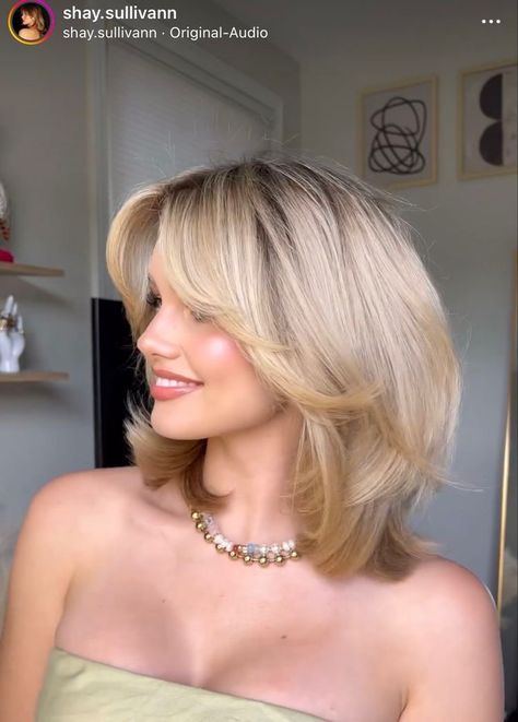 Lob Haircut Layers, Haircuts For Thick Blonde Hair, Short Hair Volume Blowout, Shay Sullivan Makeup, Shay Haircut, Feathered Layers Short Hair, Super Layered Short Hair, Layered Hair For Short Hair, Shay Sullivan Haircut