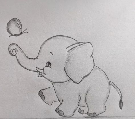 Easy Art Sketches, Realistic Animal Drawings, Cross Drawing, Hand Art Kids, Pencil Sketch Images, Easy Love Drawings, Elephant Drawing, Small Elephant, Cool Pencil Drawings