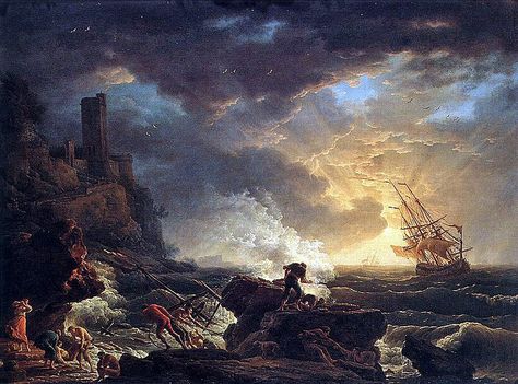 Claude Joseph Vernet, Shipwreck, 1759, oil on canvas, 96 x 134.5 cm Claude Joseph Vernet, Nautical Artwork, Galleria D'arte, Romantic Paintings, Oil Painting Reproductions, A Ship, Romantic Art, Shipwreck, Painting Reproductions