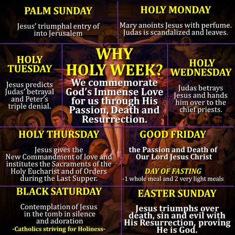 HOLY WEEK: WHY IS IT CALLED “HOLY”? – Catholics Striving for Holiness Holy Wednesday, Holy Monday, Bible Background, The Names Of Jesus, Catholic Lent, Holy Thursday, Catholic Beliefs, Lenten Season, National Days