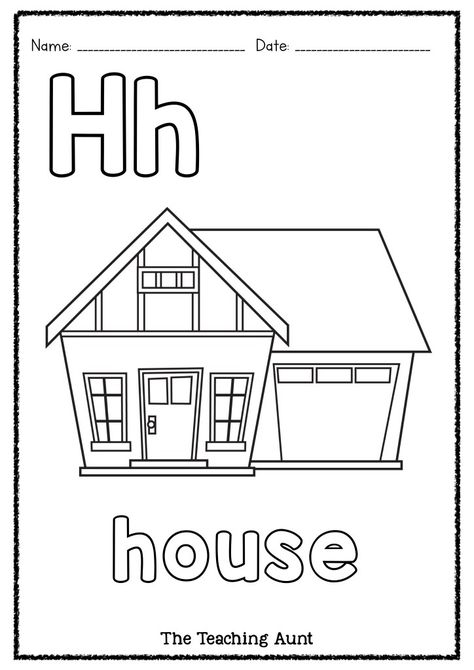 H is for House Art and Craft - The Teaching Aunt Letter H Is For, H Worksheets For Preschoolers, H Is For House Craft, H Is For, House Art And Craft, Letter H Crafts For Preschoolers, Letter H Activities For Preschool, Letter H Activities, Abc Printable