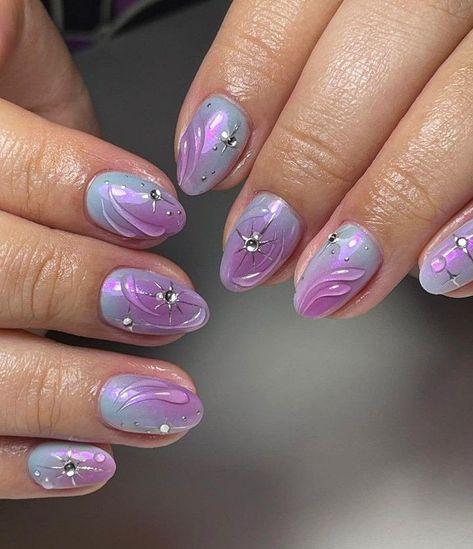 Aurora Nails, Designs For Short Nails, Beauty Hacks Nails, Cute Gel Nails, Nails Desing, Silver Nails, Gel Nail Designs, Fire Nails, Funky Nails