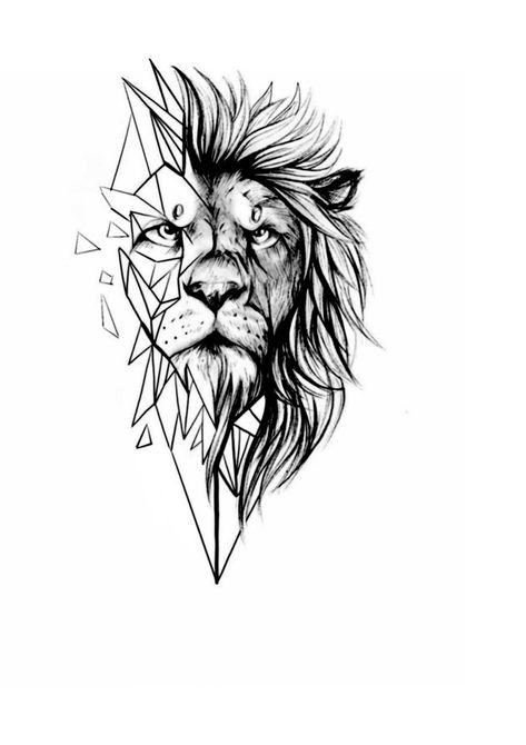 Geometric Lion Tattoo, Cute Simple Tattoos, Geometric Lion, Family Tattoo Designs, Lion Head Tattoos, Animal Lion, Band Tattoo Designs, Armband Tattoo Design, Feather Tattoo Design