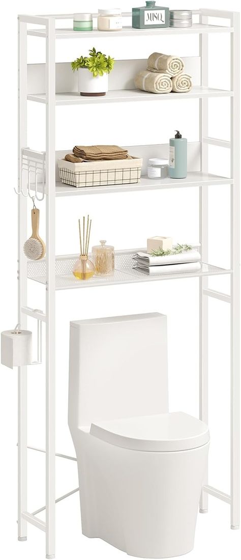 Rolanstar Over The Toilet Storage, 4-Tier Bathroom Organizer with 4 Hooks, Bathroom Space Saver, Wooden Freestanding Bathroom Organizer Over Toilet, Over Toilet Storage Rack, White : Amazon.ca: Home Over The Toilet Standing Cabinet, Vintage Over The Toilet Storage, Above Toilet Storage Standing Shelves, Over The Toilet Wooden Cabinet, White Over The Toilet Storage, Shelf With Baskets, Over Toilet Storage, Bathroom Space Saver, Bathroom Freestanding