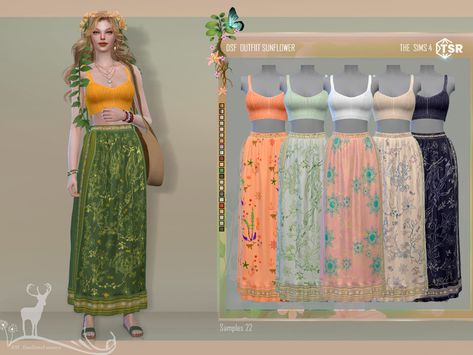 This set is inspired by spring, it consists of a crochet top combined with a long skirt. Found in TSR Category 'Sims 4 Female Adult Everyday' The Sims 4 Outfits, Dansimsfantasy Cc, Sims 4 Outfits, Sims Challenge, Sims 4 Hair Male, Layered Crop Top, Sims 4 Cheats, Maxis Match Cc, Cc Folder