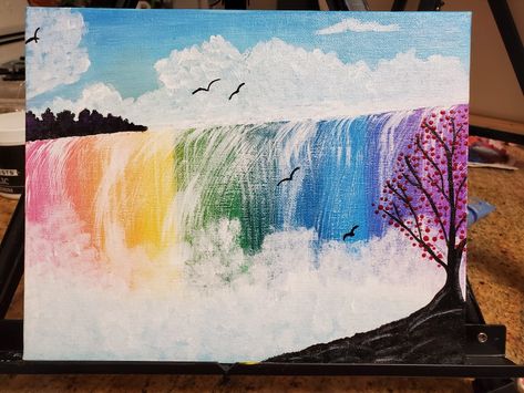 Pride Paintings Ideas, Pride Paintings, Rainbow Waterfall, Paintings Ideas, Poster Paint, Poster Painting, Saved Pins, Canvas Board, Disney Pins