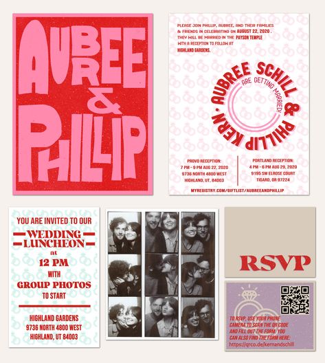 Eclectic modern wedding invitation. Risograph print. Graphic design. Print Graphic Design, Custom T Shirts Design, Funky Wedding, Retro Wedding Invitations, Eclectic Wedding, Modern Wedding Invitation, Wedding Branding, Eclectic Modern, 카드 디자인