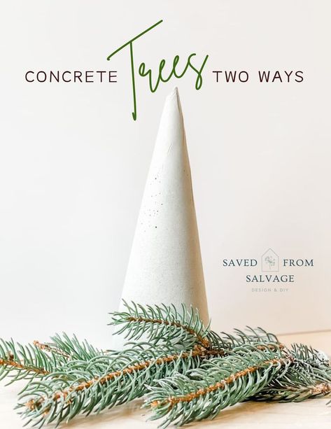 a picture of a cone shaped concrete tree for christmas Concrete Christmas, Concrete Home Decor, Concrete Jewelry, Diy Tree, Cone Christmas Trees, Cones Crafts, Concrete Crafts, Christmas Projects Diy, Holiday Market