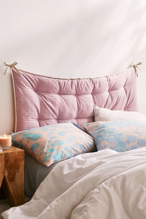 Bedroom Furniture From Urban Outfitters | POPSUGAR Home Corduroy Headboard, Boho Headboard, Headboard Pillow, Pillow Headboard, Bed With Posts, Cute Bedding, Boho Furniture, Relaxing Bedroom, Diy Headboard