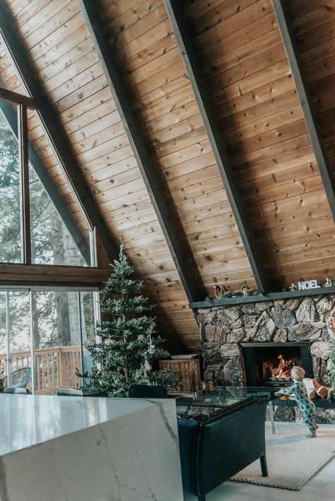 Creekside Cabin, A-frame Interior, Tennessee House, A Frame Cabins, Looking For Houses, A Frame House Plans, Frame Cabin, Fake Trees, Lake Cabin