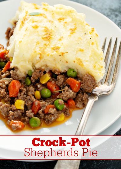 Crock-Pot Shepherds Pie - Your family will love this easy recipe for Crock-Pot Shepherds Pie filled with ground lamb, carrots, peas and  topped with lovely mashed potatoes. [Gluten Free & Low Sugar] #CrockPotLadies #CrockPot #SlowCooker #ShepherdsPie #IrishFood #StPatricksDay #Lamb #Beef #Venison Crock Pot Shepards Pie Ground Beef, Shepherds Pie Crockpot Recipe, Ground Lamb Crockpot Recipes, Crock Pot Shepards Pie, Crockpot Shepherds Pie Recipe, Shepherds Pie Recipe Crockpot, Crockpot Casseroles, Shepherds Pie Recipe Healthy, Shepherd Pie