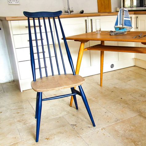 Dining Chairs Painted, Painting Chairs, Ercol Dining Chairs, Ercol Chair, Painted Tables, Ercol Furniture, Painted Dining Chairs, Muted Colours, Chair Ideas