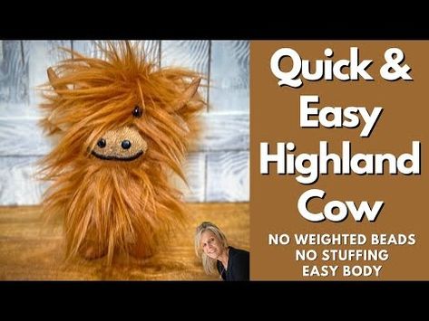 (3811) *NEW* Quick & Easy DIY Highland Cow/No Weighted Beads or Stuffing - YouTube Diy Highland Cow Crafts, Highland Cow Tutorial, Diy Highland Cow, Animal Gnomes, Hyland Cow, Cow Diy, Interesting Crafts, Cow Craft, Highland Cow Gifts