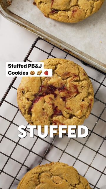 Pb J Cookies, Pb And J Cookies, Pb And J Stuffed Cookies, Peanut Butter And Jelly Cookies, Pb And J Sandwich Cookies, Peanut Butter And Jelly Stuffed Cookies, Jelly Filled Peanut Butter Cookies, Reese’s Pieces Cookies Stuffed With Peanut Butter, Peanut Butter Cookies With Crunchy Pb