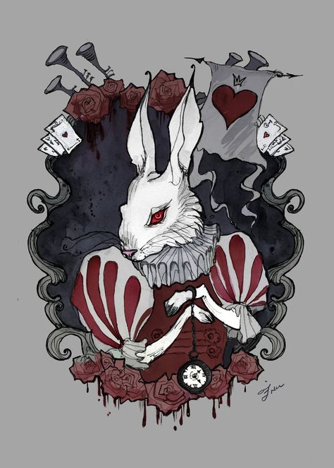 Art Sinistre, Alice Rabbit, Dark Alice In Wonderland, Alice In Wonderland Illustrations, Madness Returns, Alice In Wonderland Aesthetic, Alice Madness, Rabbit Art, Creepy Art