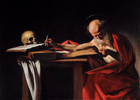 Caravaggio, San Girolamo, 1605–1606. Roma, Galleria Borghese Saint Jerome, Caravaggio Paintings, St Jerome, Istoria Artei, Baroque Painting, Francisco Goya, Oil Painting Techniques, Peter Paul Rubens, Baroque Art