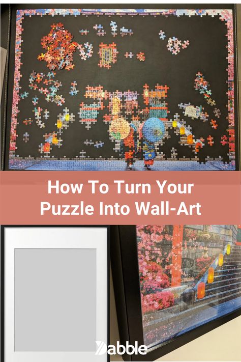 2020 got you doing puzzles? Here's how you can turn your next puzzle into a beautiful piece of wall art! Try it yourself. #DIY #Crafts #ArtsAndCrafts Framing Puzzles Diy Wall Art, Diy Puzzle Frame, Framed Puzzle Decor Wall Art, Puzzle Wall Display, Puzzle Display Ideas, Puzzle Wall Art, Puzzle Piece Art, Puzzle Wall, Ikea Art