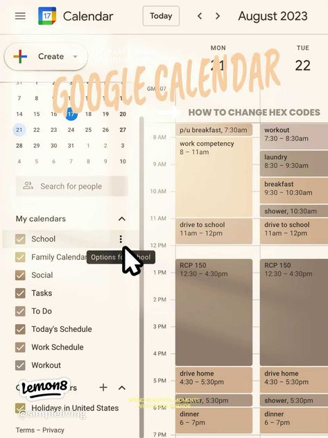 Lemon8 · GOOGLE CALENDAR HEX CODES · @t a r y n Neutral Google Calendar Hex Codes, Digital Calendar Aesthetic, Google Calendar Color Palette Hex Codes Neutral, Google Calender Tips, Google Calendar Color Scheme Hex Codes Fall, Color Palette Hex Codes Google Calendar, Google Hex Codes, Google Calendar Aesthetic Hex Codes, Hex Codes For Google Calendar