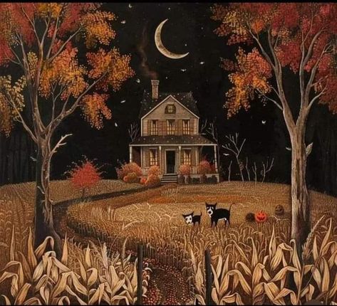 Halloween Scenery, Halloween Man, The Legend Of Sleepy Hollow, Whimsical Art Paintings, Tumblr Backgrounds, Spooky House, Halloween Artwork, Autumn Scenes, Halloween Illustration