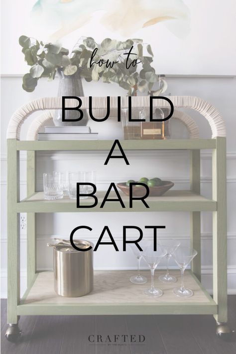 Wish you had a cool bar cart? This step-by-step tutorial teaches you how to build your very own bar cart that's sure to impress your friends! This DIY bar cart is made from plywood and 2x2s. Diy Bar Cart For Wedding, Build A Bar Cart, Diy Rustic Bar, Bar Cart Diy Wooden, Rolling Bar Cart Diy, Pallet Bar Cart, Bar Cart Wood Diy, Bar Cart Diy, Rustic Bar Cart