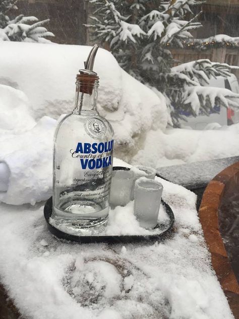 Vodka in the snow with Jacuzzi Russian Vodka, Nightclub Aesthetic, Russia Travel, Silent Night, The Snow, Night Club, Vodka Bottle, Vodka, Mother Of Pearl