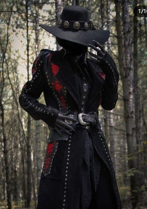 Western Duster, Sharon Ehman, Goth Cowboy, Goth Outfit Ideas, Toxic Vision, Cowboy Aesthetic, Black Cowboy, Diy Clothes Design, Cowboy Outfits