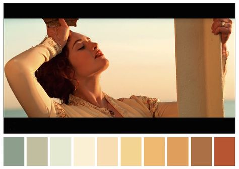 Cinema Palettes: Color palettes from famous movies - Titanic Cinema Palettes, Frame Composition, Color In Film, Movies Scenes, Movie Color Palette, Cinema Colours, Orange Color Palettes, Color Script, Warm Colour Palette