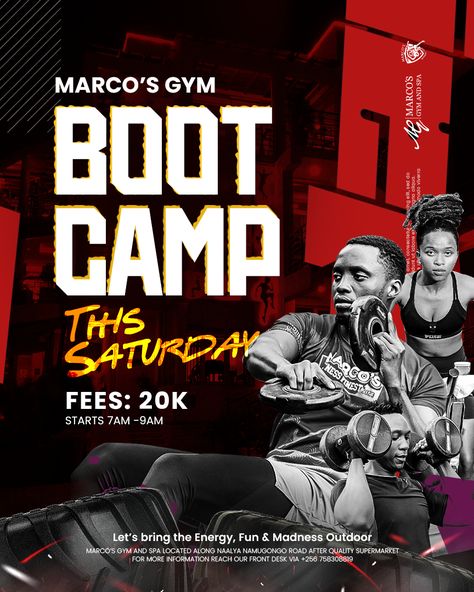 Marco’s Gym Boot Camp poster design Camp Poster Design, Gym Poster Design, Camp Poster, Gym Poster, Gym Photos, Church Graphic Design, Boot Camp, Front Desk, Poster Design