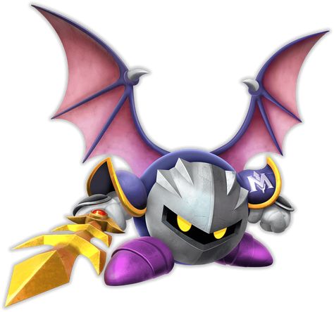 Meta Knight is a major character in the Kirby series, appearing in most of the games, the manga, as well as the anime since his debut in Kirby's Adventure in 1993. The intrigue and popularity surrounding Meta Knight within the Kirby fandom largely lies in his enigmatic and solitary yet caring nature and his mysterious yet striking likeness to Kirby himself. Meta Knight is also the leader of an army of soldiers known as the Meta-Knights, and captains a large airship called Battleship Halberd, ... Kirby Fanart, King Dedede, Waddle Dee, Jak & Daxter, Knight Tattoo, Spyro The Dragon, Meta Knight, A Hat In Time, 수채화 그림