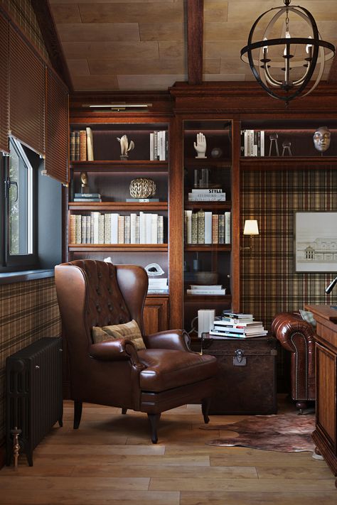 English Country Office Ideas, British Lounge Room, English Cabinet Design, English Style Office Interior, Office English Style, Interior English Style, English Gentlemens Club, English Office Design, Old Fashioned Study